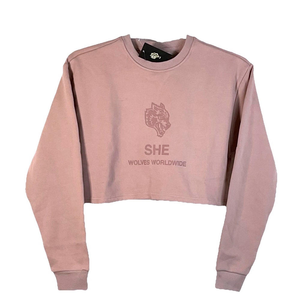 Darc Sport SHE Wolves Worldwide‎ Cropped Crewneck Sweatshirt Mauve  Size Small